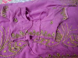 Stunning Purple Embroidered Saree