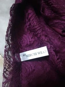 Burgundy Lace Top with Bow Detail