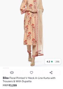 Biba Floral Printed Kurta Set with Dupatta