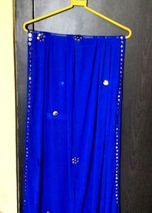 Royal Blue dupatta with Mirror Work