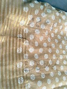 Khaki Batik Print Saree