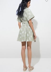 “Bombay Paisley” Mintgreen Leafy Mini Dress