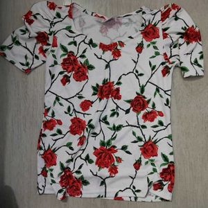 Floral Sweetheart Neck Top