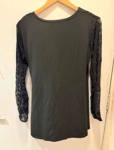 Chic Black Lace Sleeve Wrap Top