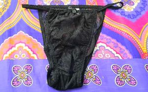 Sheer Black Lace Thong Panty