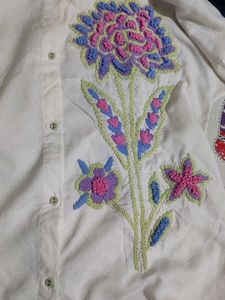 Embroidered Cream Kurta