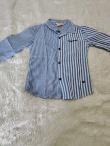 Boys Blue Striped Button-Up Shirt