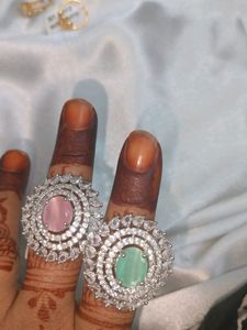 Cubic Zirconia American Diamond Silver Part Ring