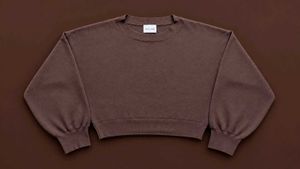 MOCHA BROWN CROPPED CREW NECK SWEATSHIRT