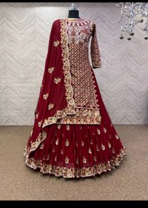Elegant Maroon Embroidered Kurta Set