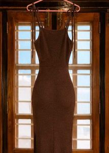 Y2K Brown Textured Dress