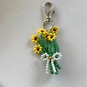 Beaded Sunflower Keychain