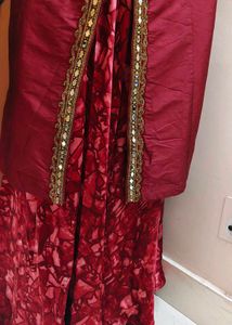 Elegant Maroon Ethnic kurti with skirt
