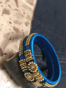 Blue Silk Thread Bangles - Set of 2
