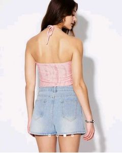 Cute Pink Textured Crop Top