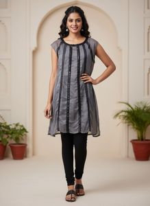 Chic Grey Striped Tunic Top