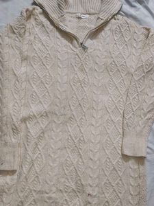 Cream Cable Knit Quarter Zip Sweater