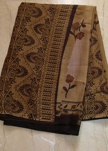 Brown Floral Print Saree