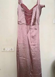 Elegant Pink Satin Maxi Dress