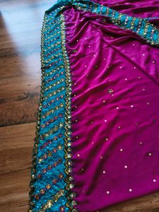 Gorgeous Heavy handwork Pink &amp; Teal Saree