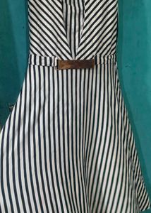 Chic Striped Midi Dress with Belt
