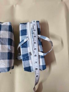 Set of 2 Blue &amp; White Gingham Pouches