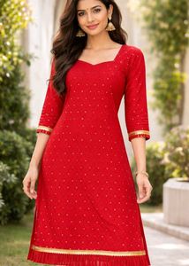 Beautiful Red Kurta with Gold Embellishments