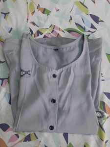 Grey Embroidered Top