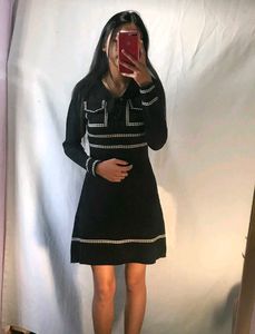 Korean Black High Quality Winter Dress