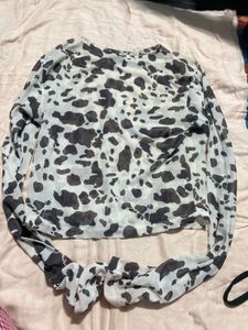 Cow Print Mesh Top