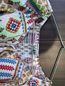 Boho Patchwork Print Crop Blouse