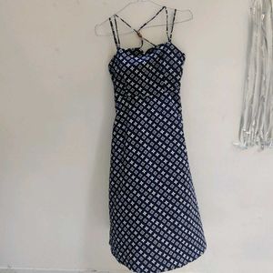 Navy Blue Printed Summer Dress
