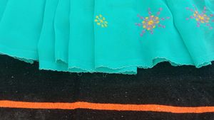 Elegant Turquoise Embroidered Saree