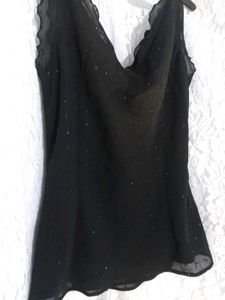 Sexy Black Sheer Bow Top