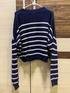Sriped Blue Knit Sweater