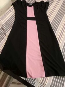 Chic Black & Pink Color Block Maxi Dress