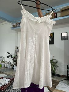 White Ruffle adjustable Strap Mini Dress