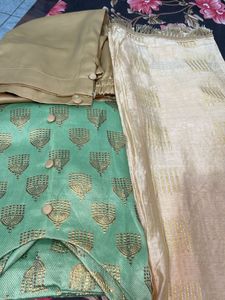 Mint Kurta N  Gold Plazo