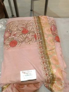 Elegant Pink Embroidered saree