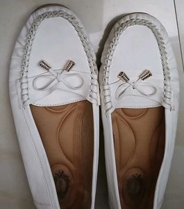 White Loafer Flats - Size 40/UK 7