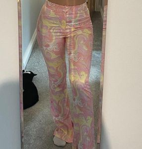 zara swirl marble satin flared trousers