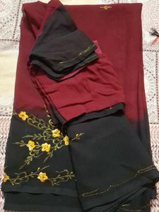 Elegant Embroidered georgette saree with blouse