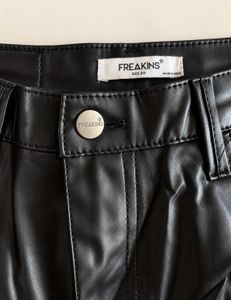 Black Faux Leather Cargo Pants