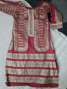 Elegant Maroon &amp; Gold Kurta Set