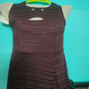 Chic Striped Cutout net Dress
