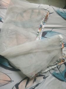 White Duppata With Border