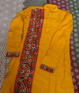 Vibrant Yellow Embroidered Kurta