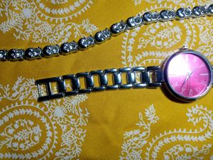 Silver Tone Watch &amp; Bracelet Set