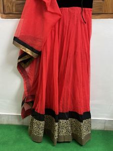 Elegant Red &amp; Black Ethnic Gown