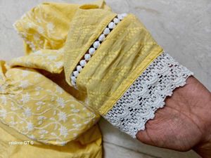 Premium Yellow Chikankari Style Kurti of size S
